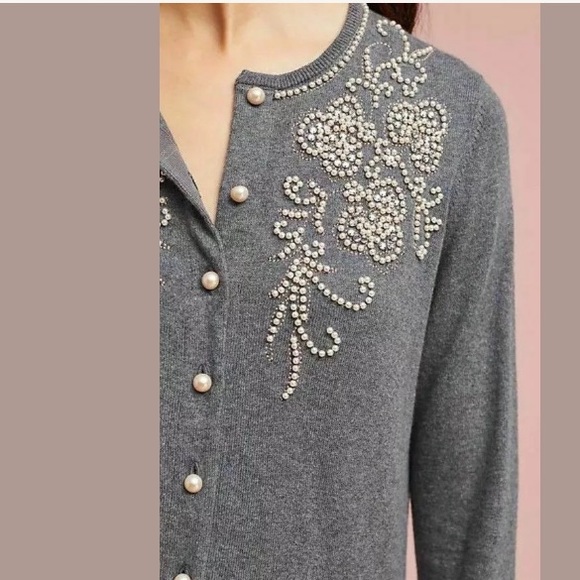 NWT $178 Anthropologie Pearl Embellished Floral - Picture 2 of 6